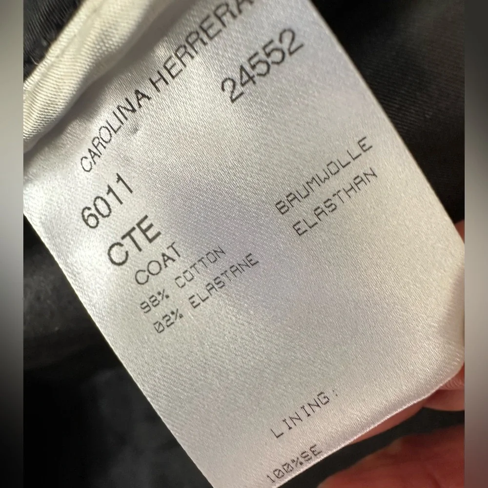Carolina Herrera Vintage Spring Trench Coat Sz 16 White & Black Italy - Picture 13 of 14